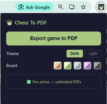 Extension popup
